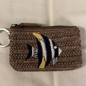Warm Stone Straw Zip ID Case